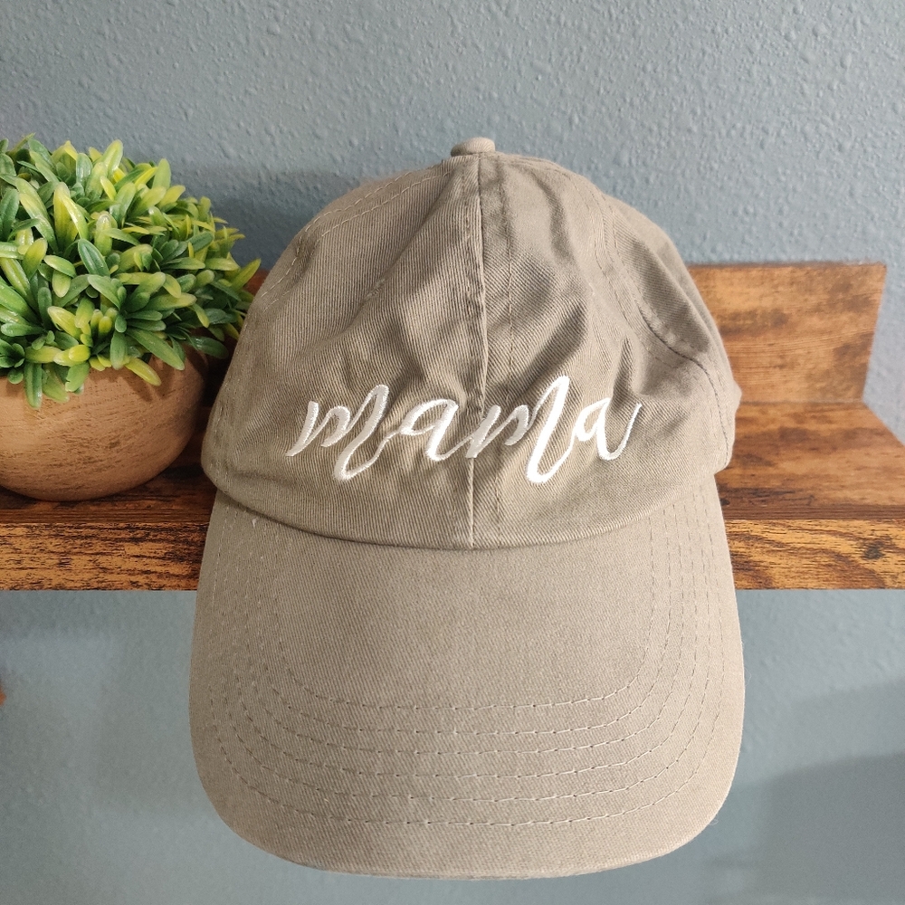 Mama women's baseball cap hat grey khaki belly boxes casual active embroidered